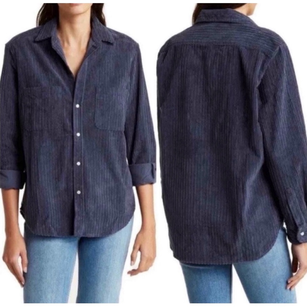 +Frank & Eileen Relaxed Fit Corduroy Long Sleeve Button Up Shirt Lagoon XXS
